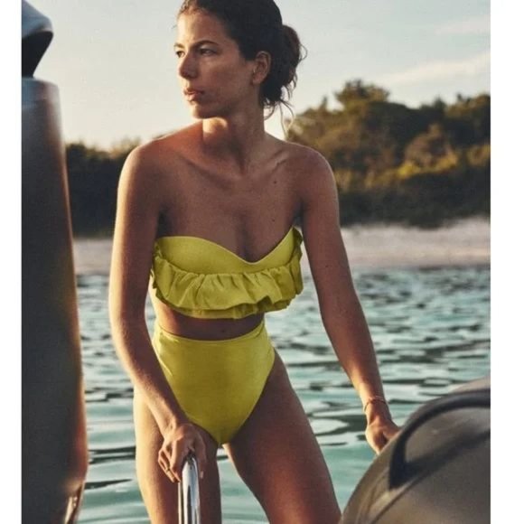 Zara Other - ZARA 2 PIECE RUFFLED BIKINI TOP AND HIGH WAIST BIKINI BOTTOM